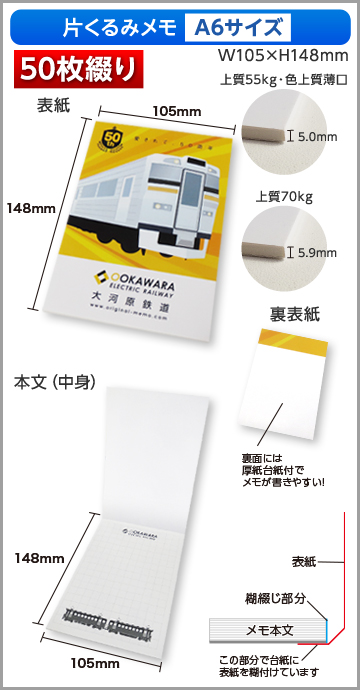 片くるみメモA6サイズ商品画像 50枚綴り