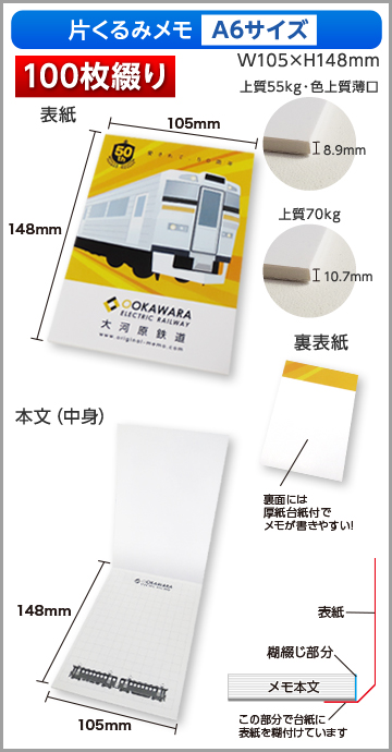片くるみメモA6サイズ商品画像 100枚綴り