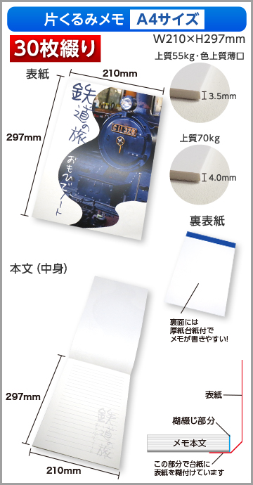 片くるみメモA4サイズ商品画像 30枚綴り