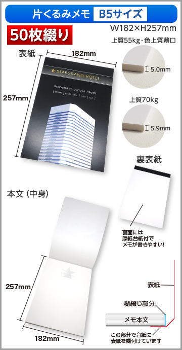 片くるみメモB5サイズ商品画像 50枚綴り