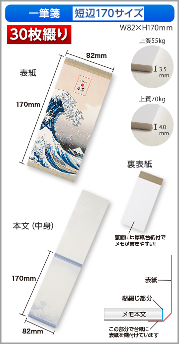 一筆箋　短辺170サイズ商品画像 30枚綴り